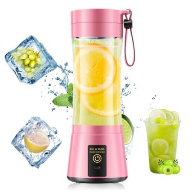 Imagem de Liquidificador portátil para smoothies e shakes – Liquidificador de tamanho pessoal sem fio, copo de suco sem BAP, recarregável por USB, espremido na hora para escritório/piquenique/sprots