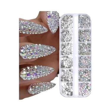 Imagem de Kit De Strass 3D Para Unhas Com Base Plana, Cristais Transparentes AB,