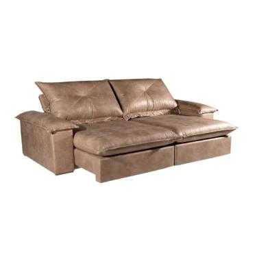 Imagem de Sofá 4 Lugares Retrátil Amsterdã Veludo Bege 250cm