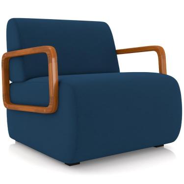 Imagem de Poltrona Decorativa Orgânica Bruxelas K01 Veludo Azul Marinho