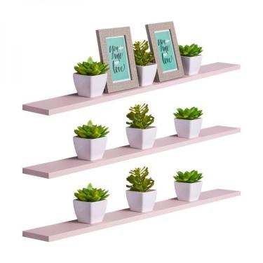 Imagem de Kit 3 Prateleiras 90 x 20cm Rosa Claro Invisível