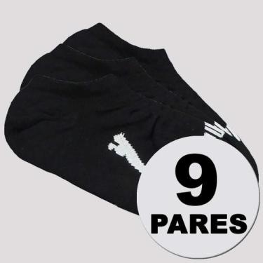 Imagem de Kit Meia Puma Sapatilha 9 Pares Feminina Preta, 34-39