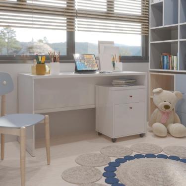 Imagem de Conjunto Escritório 2 Peças - Mesa E Gaveteiro Verbena Viano - Branco Branco