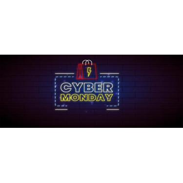 Imagem de Faixa Banner em Lona Cyber Monday Parede de Tijolos Azul - 200x080cm -