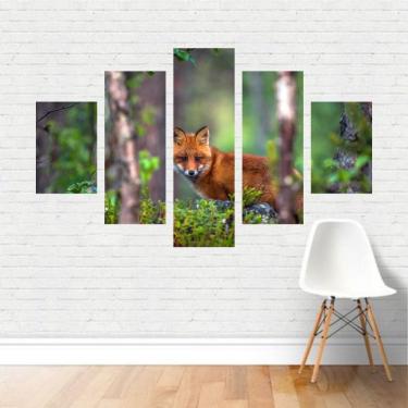 Imagem de Quadro em tela Canvas  Raposa na Floresta  Árvores 110x65