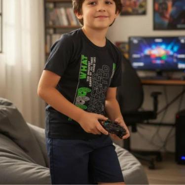 Imagem de Conjunto Menino 2pçs Curto Infantil Game Rei Rex, 4, Preto