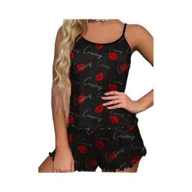 Imagem de Conjunto De Pijama Feminino Com Estampa De Leopardo Sexy Casual De Ver