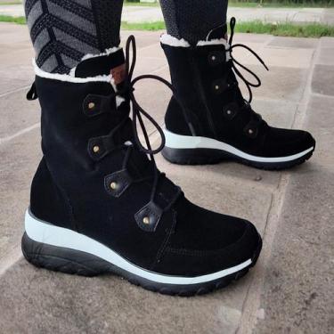 Imagem de Bota Feminina Forrada Madryn Nobuck Preto Com Lã - Firezzi, Preto