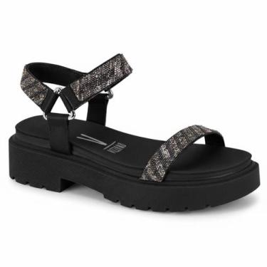 Imagem de Sandália Feminina Vizzano Papete Plataforma Tratorada Strass Confortáv