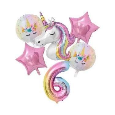 Imagem de Decorações Para Festa De Aniversário De 1 Ano Com Tema De Unicórnio Ar