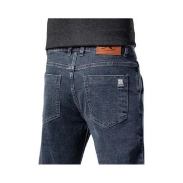 Imagem de Jeans Clássicos Azuis Slim Straight Para Homens, Calças De Algodão Cas