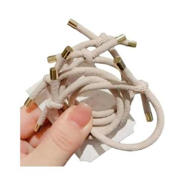 Imagem de Elásticos De Cabelo Femininos Banhados a Ouro 10 Peças De Alta Qualida