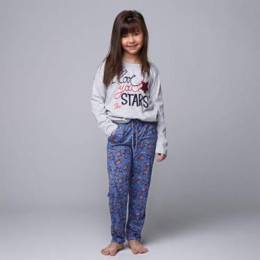 Imagem de Pijama Longo Infantil Com Bolso Estampado La Vie - WLS Modas, GG, Cinz
