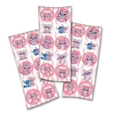 Imagem de Adesivo Redondo Festa Angel Stitch Disney 4x4 cm 30 Unidades Festcolor