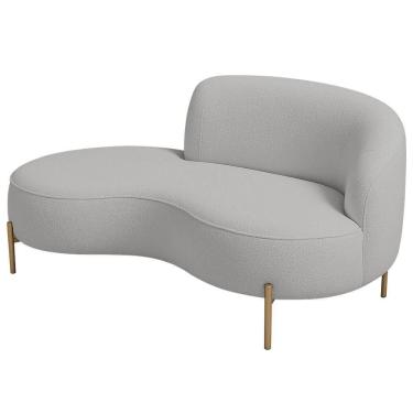 Imagem de Sofá Curvo 3 Lugares 180cm Braço Esq. Thommy Pés Ouro Bouclé Cinza Claro - Nexta Casa