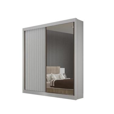 Imagem de Guarda Roupa Ripado Espelho Gavetas Lugano 100% MDF - Marcs
