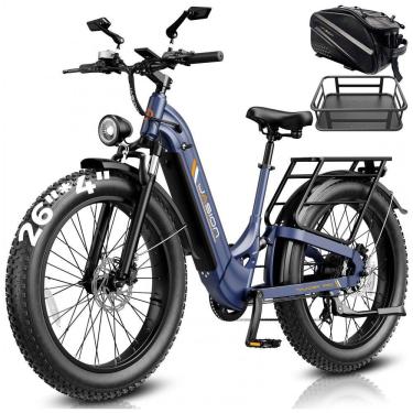 Imagem de Bicicleta elétrica Jasion Thunder PRO ST azul safira pneus 26x4 motor 1200W nominal 200...