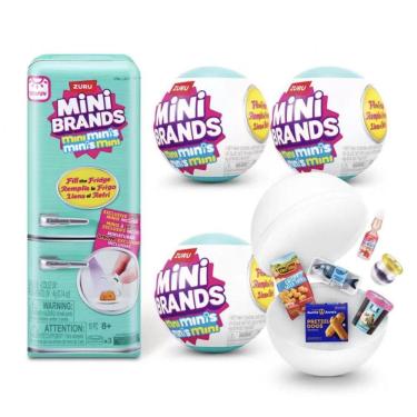 Imagem de Playset Mini Brands Fill The Fridge Série 1 ZURU com geladeira e 3 cápsulas surpresa miniaturas colecionáveis 8+