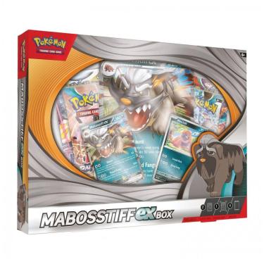 Imagem de Box Pokémon TCG Mabosstiff ex com 4 boosters e cartas promocionais em inglês