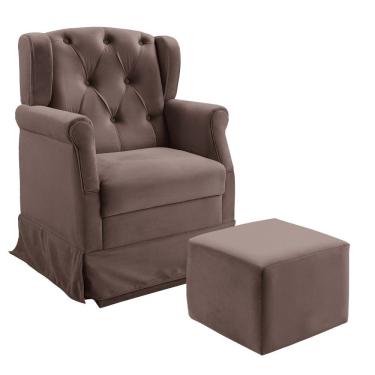 Imagem de Poltrona De Amamentação Ternura Com Puff Suede Café Com Apoio Para Os Pés Speciale Home