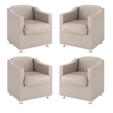 Imagem de Kit 4 Poltronas Tilla Para Recepção Clínica Dentista Corino Bege Balaqui Decor