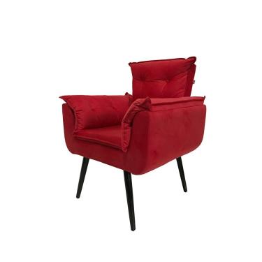 Imagem de Poltrona Decorativa Opala Plus Para Sala De Estar Quarto Escritório Suede Vermelho Rud...