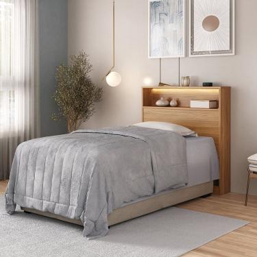 Imagem de Cabeceira de Solteiro com Nicho e Led Mdf Aurora Carvalho Hanover