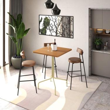 Imagem de Mesa Bistrô Quadrada Barcelona 80cm Acácia Mel