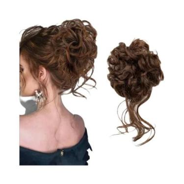 Imagem de Peruca De Coque Sintético Preto E Marrom Para Mulheres Com Elástico De