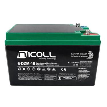 Imagem de Bateria Nicoll 12V 16AH Ciclo Profundo Para Scooter Bicicleta elétrica