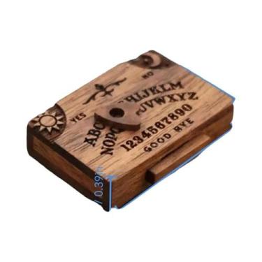 Imagem de Tabuleiro Ouija Retrô Miniatura De Madeira Com Gaveta, Ferramenta De D