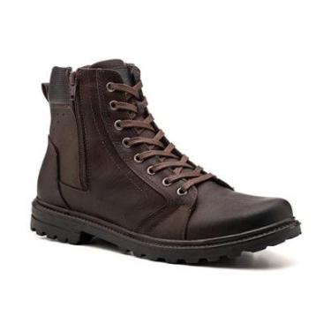 Imagem de Bota Coturno Couro Cadarço Zíper Masculina Casual Dia a Dia-Masculino