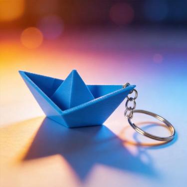Imagem de Chaveiro Barco Estilo Origami  Design Moderno, Criativo e Decorativo -