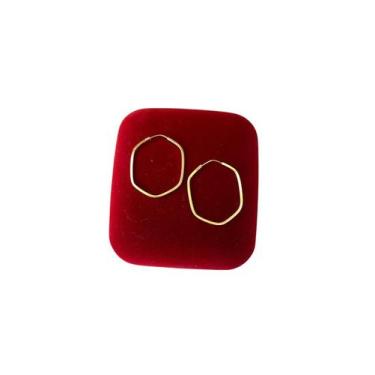 Imagem de Argola Sextavada Alongada 1mm 2,1cm Ouro 18K - GARDENIA JOIAS