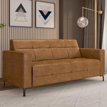 Imagem de Sofá 2 Lugares Sala Living Industrial 160cm Senna K01 Couríssimo Whisky - Lyam Decor