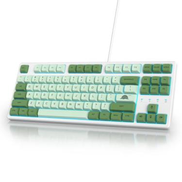 Imagem de Teclado Mecânico Ussixchare 75% 87 Teclas RGB com Fio e Switch Vermelh