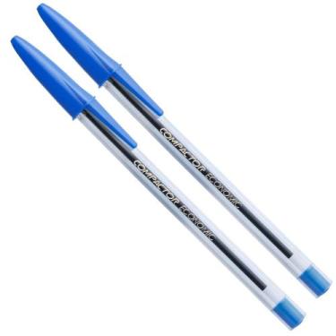 Imagem de Kit 2 Canetas Esferográficas 1.0mm Economic Azul Compactor