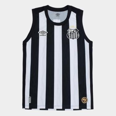 Imagem de Regata Santos II 26/27 Basquete Umbro Masculina, Preto, Branco, GG
