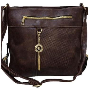 Imagem de Bolsa Feminina Preta, Alça Transversal, divisórias cor: cafécolor: caf
