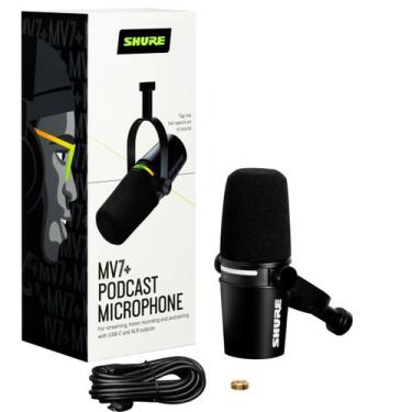 Imagem de Microfone Shure MV7+ Para Podcast Hibrido Digital Black