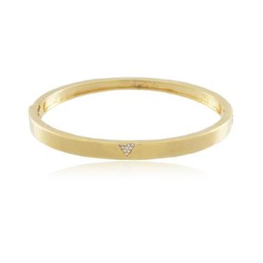 Imagem de Bracelete liso com zirconia banhado a ouro 18k - Della Fiori Semijoias
