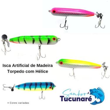 Imagem de Isca Artificial de Madeira Torpedo com Hélice - Senhor Tucunaré Pescas