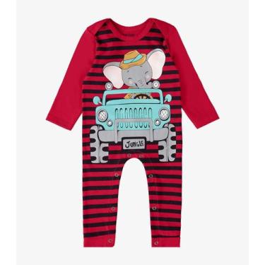 Imagem de Macacão Infantil Masculino Listrado Rovi Kids Vermelho - Rovitex Kids