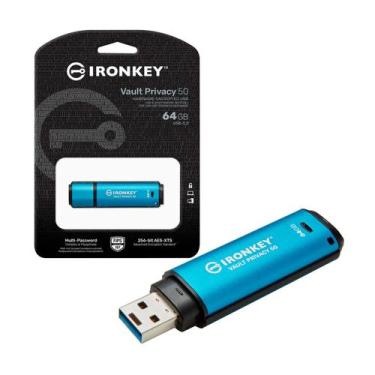 Imagem de Pen Drive 64gb Usb C 3.2 Cripto IronKey Vault Privacy 50 IKVP50/64GB K