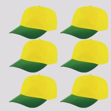 Imagem de Kit 6 Bonés Dras Sports Amarelo e Verde, Único