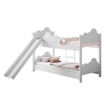 Imagem de Beliche Infantil Marina com Escorregador Nuvem Escada e Proteção Lateral 154cm Branco I...