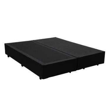 Imagem de Cama Box Casal Bipartida Extremo Reforçado 40x138x188 Sintético Preto Estrutura Madeira...
