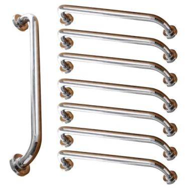 Imagem de Barra Corrimao Alça de Apoio 80cm Inox Kit 7 Acessibilidade Deficiente