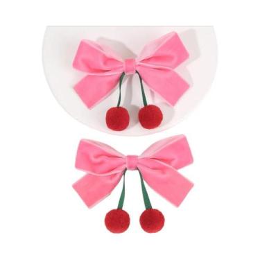 Imagem de Presilhas De Cabelo De Veludo Com Laço Para Meninas, 2 Peças, Acessóri
