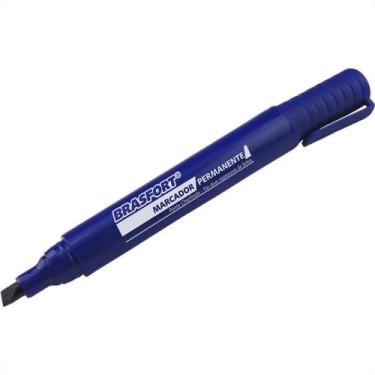 Imagem de Caneta Marcacao Permanente Brasfort Ponta Grossa Azul 7857 - Kit C/12